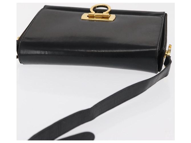 Borsa a Spalla Gancini in Pelle Oro Nero Salvatore Ferragamo Auth 169058 D'oro - vista 6