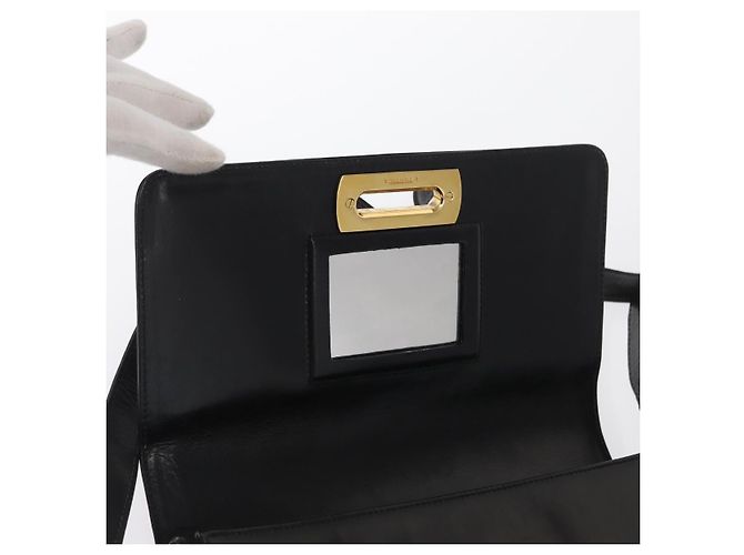 Borsa a Spalla Gancini in Pelle Oro Nero Salvatore Ferragamo Auth 169058 D'oro - vista 9
