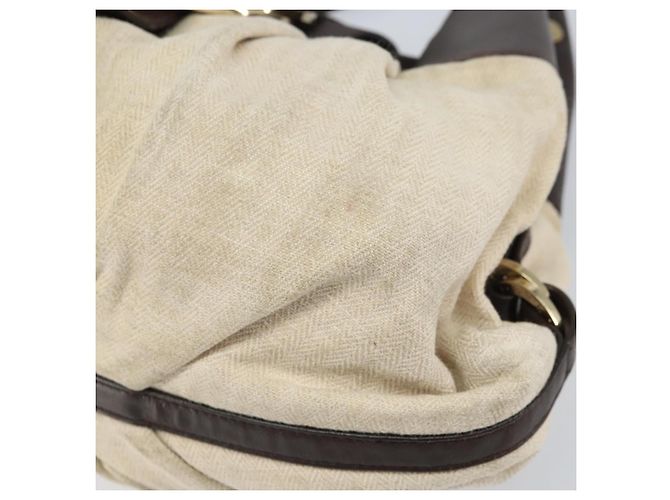 Bulgari Borsa a mano BVLGARI in tela beige e oro Auth 169090 D'oro - vista 14