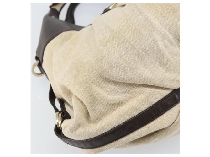 Bulgari Borsa a mano BVLGARI in tela beige e oro Auth 169090 D'oro - vista 15