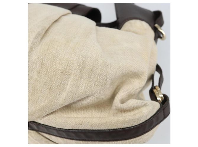 Bulgari Borsa a mano BVLGARI in tela beige e oro Auth 169090 D'oro - vista 16