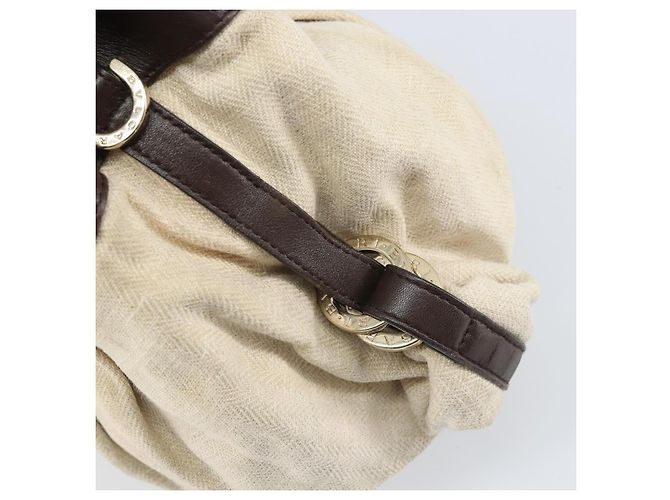 Bulgari Borsa a mano BVLGARI in tela beige e oro Auth 169090 D'oro - vista 18