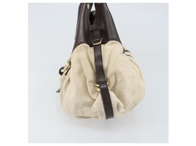 Bulgari Borsa a mano BVLGARI in tela beige e oro Auth 169090 D'oro - vista 4