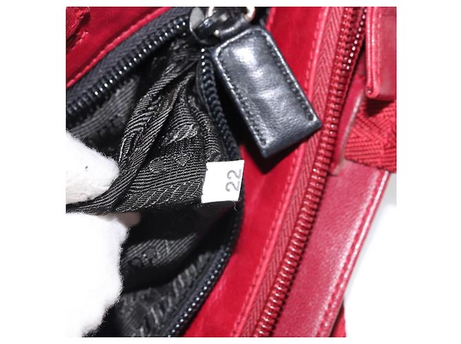 Borsa Tote PRADA Nylon Argento Rosso Auth 170463 - vista 12
