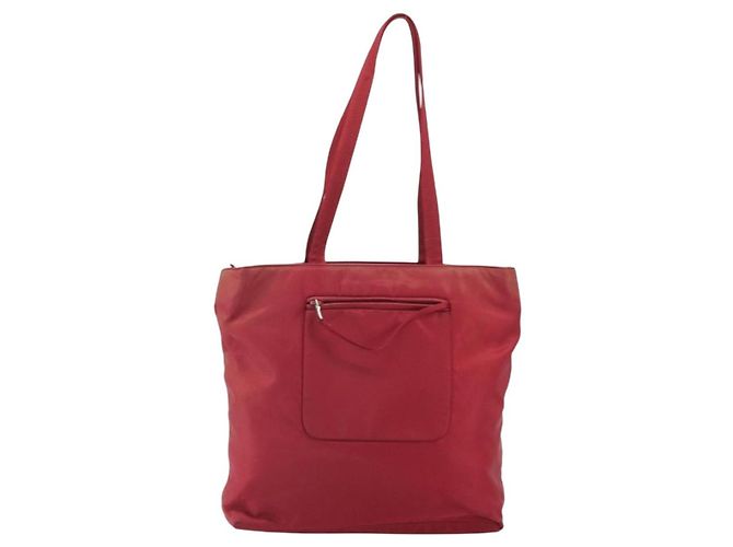 Borsa Tote PRADA Nylon Argento Rosso Auth 170463 - vista 13