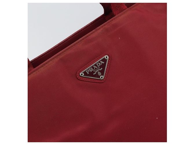 Borsa Tote PRADA Nylon Argento Rosso Auth 170463 - vista 17