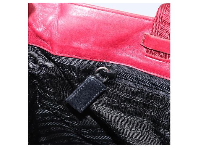 Borsa Tote PRADA Nylon Argento Rosso Auth 170463 - vista 21