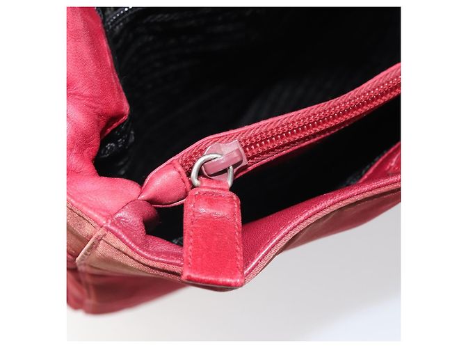 Borsa Tote PRADA Nylon Argento Rosso Auth 170463 - vista 23