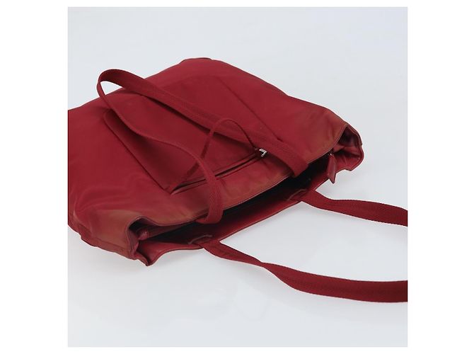 Borsa Tote PRADA Nylon Argento Rosso Auth 170463 - vista 6