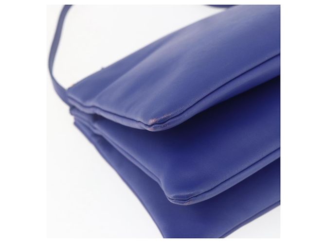 Céline Borsa a Spalla Trio Grande in Pelle Blu Oro Auth 165038 D'oro - vista 14