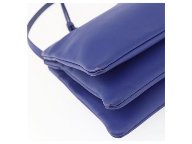 Céline Borsa a Spalla Trio Grande in Pelle Blu Oro Auth 165038 D'oro - vista 16