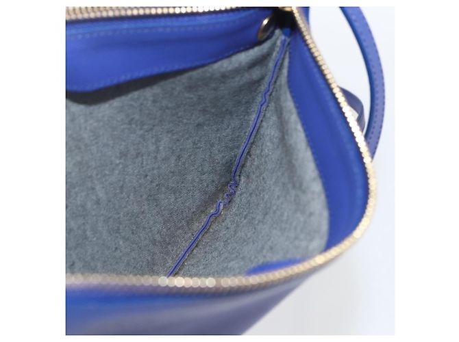 Céline Borsa a Spalla Trio Grande in Pelle Blu Oro Auth 165038 D'oro - vista 18