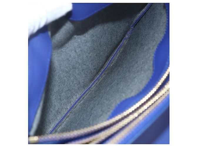 Céline Borsa a Spalla Trio Grande in Pelle Blu Oro Auth 165038 D'oro - vista 21