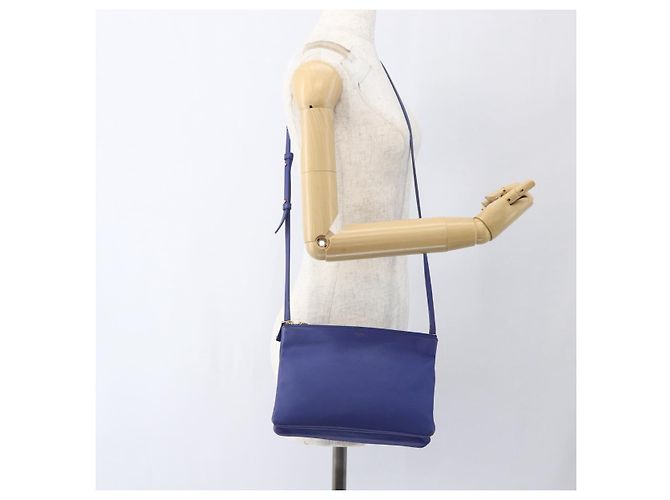Céline Borsa a Spalla Trio Grande in Pelle Blu Oro Auth 165038 D'oro - vista 22