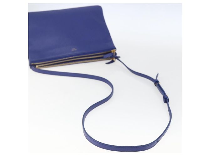 Céline Borsa a Spalla Trio Grande in Pelle Blu Oro Auth 165038 D'oro - vista 7