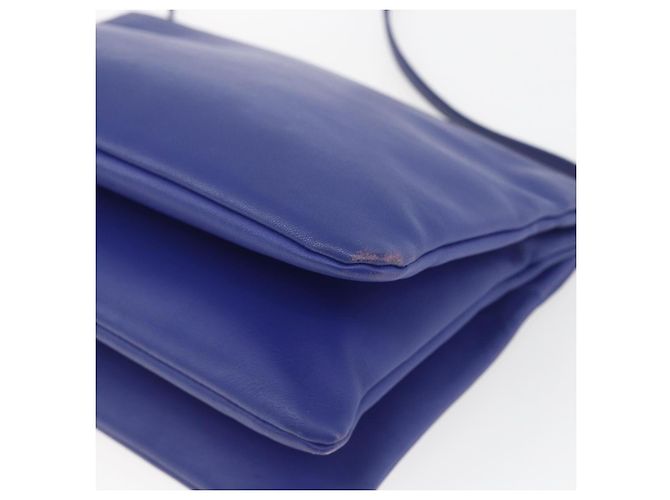 Céline Borsa a Spalla Trio Grande in Pelle Blu Oro Auth 165038 D'oro - vista 9