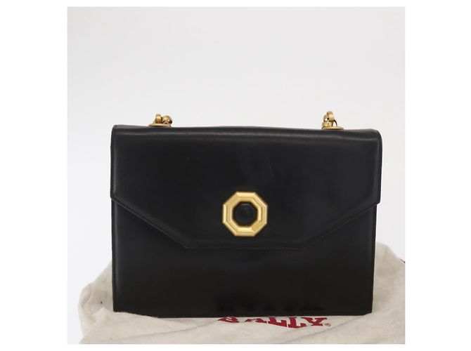 BALLY Borsa a Spalla in Pelle Nera e Oro Auth bs33000 Nero D'oro - vista 12