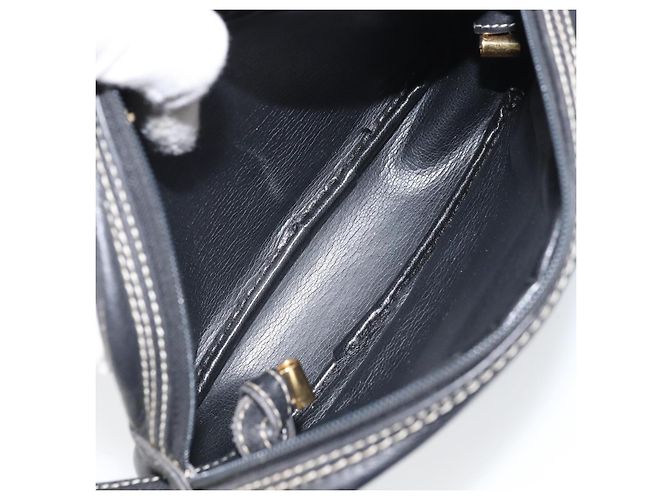 Borsa a Spalla Christian Dior in Pelle Blu Navy Oro Auth ep13236 - vista 12