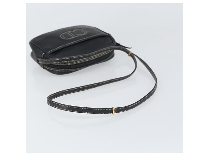 Borsa a Spalla Christian Dior in Pelle Blu Navy Oro Auth ep13236 - vista 7