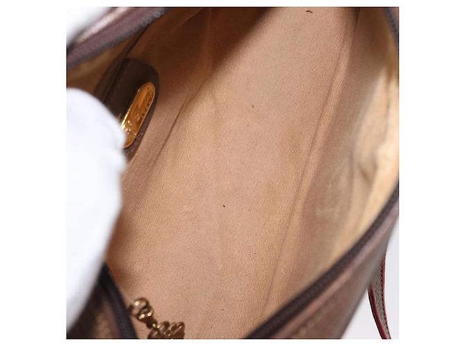 Borsa Sherry Line GG Supreme Web di GUCCI in PVC beige e oro 001 261 1086 Auth ka2010 D'oro - vista 11