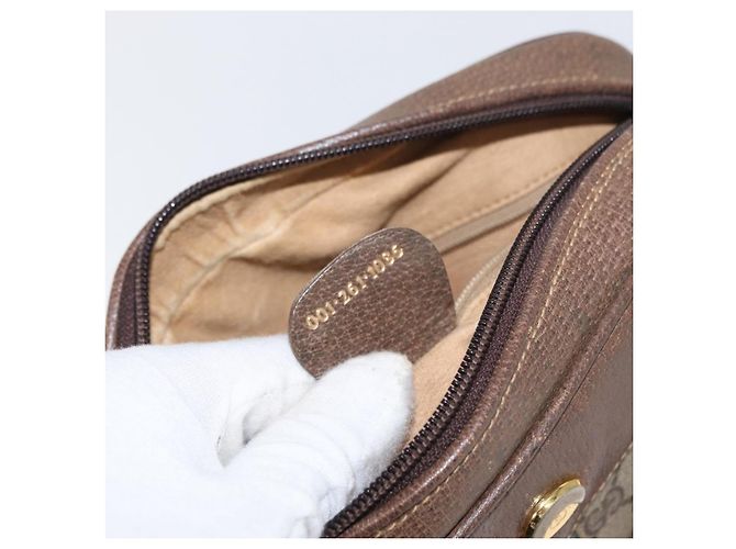 Borsa Sherry Line GG Supreme Web di GUCCI in PVC beige e oro 001 261 1086 Auth ka2010 D'oro - vista 12