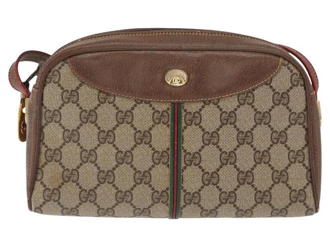 Borsa Sherry Line GG Supreme Web di GUCCI in PVC beige e oro 001 261 1086 Auth ka2010 D'oro - vista 13