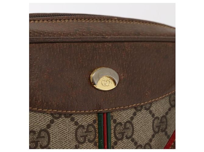 Borsa Sherry Line GG Supreme Web di GUCCI in PVC beige e oro 001 261 1086 Auth ka2010 D'oro - vista 17