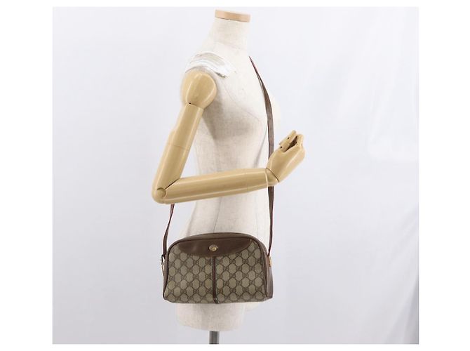 Borsa Sherry Line GG Supreme Web di GUCCI in PVC beige e oro 001 261 1086 Auth ka2010 D'oro - vista 23