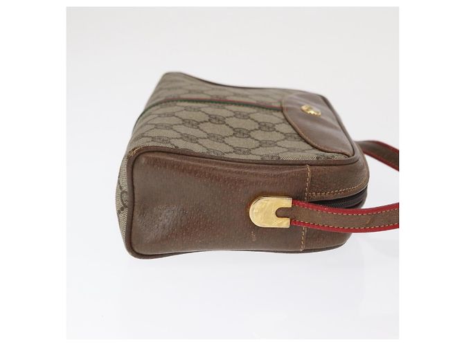 Borsa Sherry Line GG Supreme Web di GUCCI in PVC beige e oro 001 261 1086 Auth ka2010 D'oro - vista 3