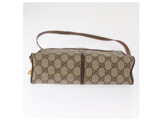 Borsa Sherry Line GG Supreme Web di GUCCI in PVC beige e oro 001 261 1086 Auth ka2010 D'oro - vista 5