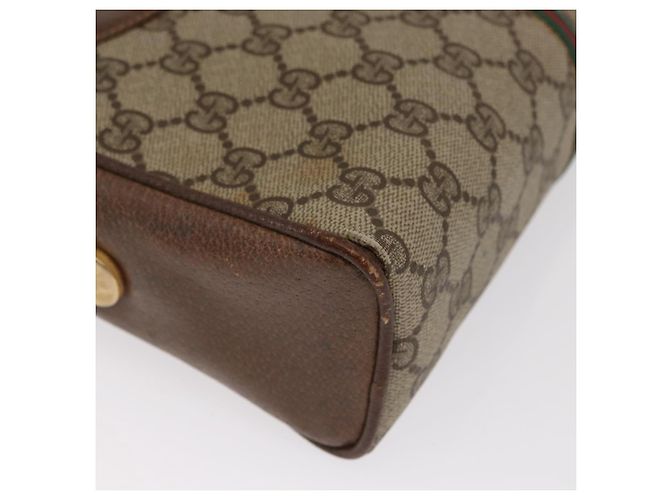 Borsa Sherry Line GG Supreme Web di GUCCI in PVC beige e oro 001 261 1086 Auth ka2010 D'oro - vista 9