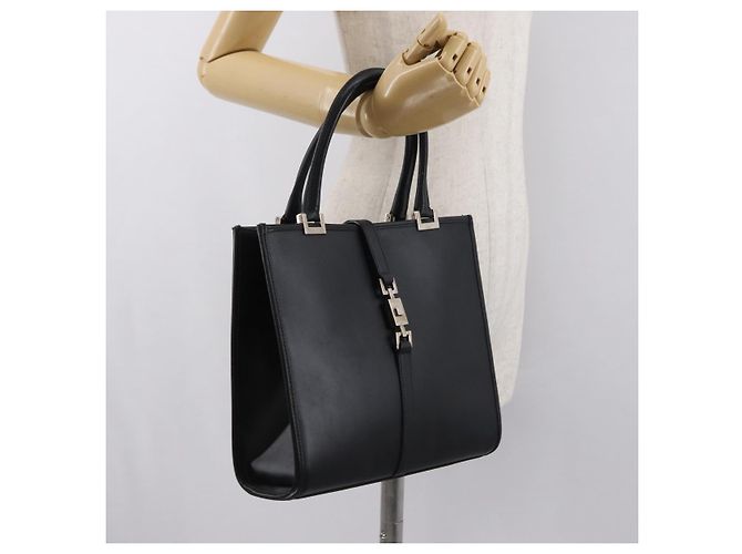 Borsa a mano GUCCI Jackie in pelle nera argento 002 1065 Auth ep13198 Nero - vista 22