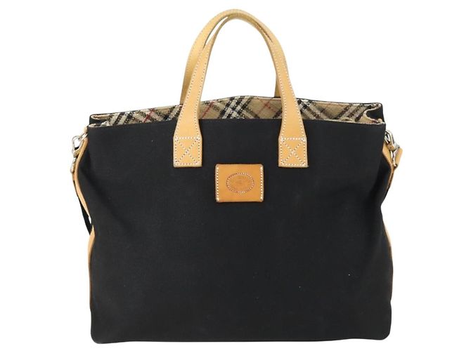 Borsa Tote Burberrys Blue Label in tela 2 in 1 nera Auth BA10126 Nero - vista 13
