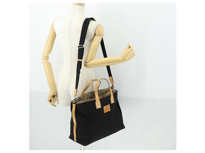 Borsa Tote Burberrys Blue Label in tela 2 in 1 nera Auth BA10126 Nero - vista 22