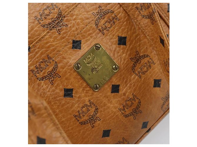 Borsa Tote MCM Logogram Vicetos PVC Marrone Oro Auth 170245 D'oro - vista 12