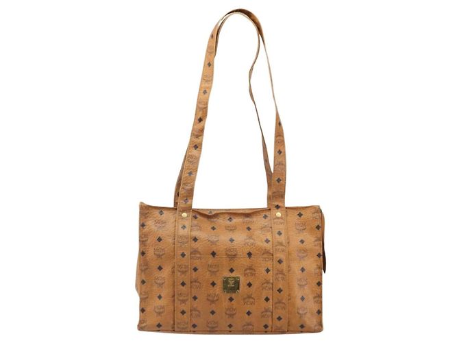 Borsa Tote MCM Logogram Vicetos PVC Marrone Oro Auth 170245 D'oro - vista 13