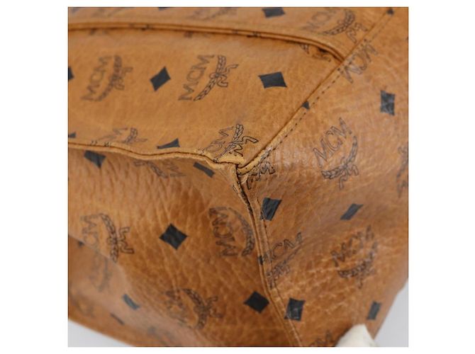 Borsa Tote MCM Logogram Vicetos PVC Marrone Oro Auth 170245 D'oro - vista 15