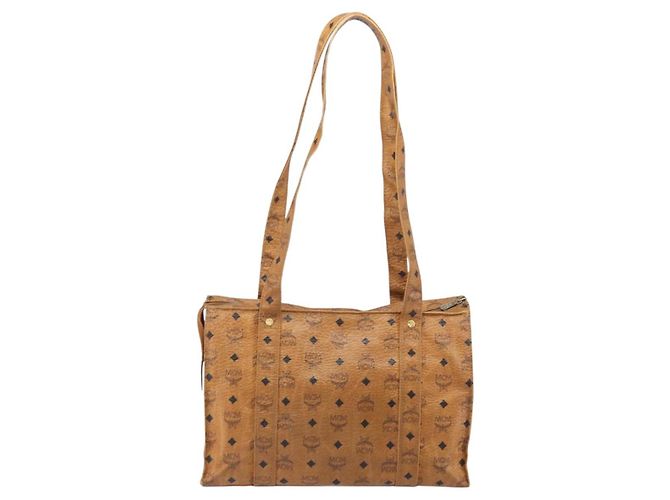 Borsa Tote MCM Logogram Vicetos PVC Marrone Oro Auth 170245 D'oro - vista 2