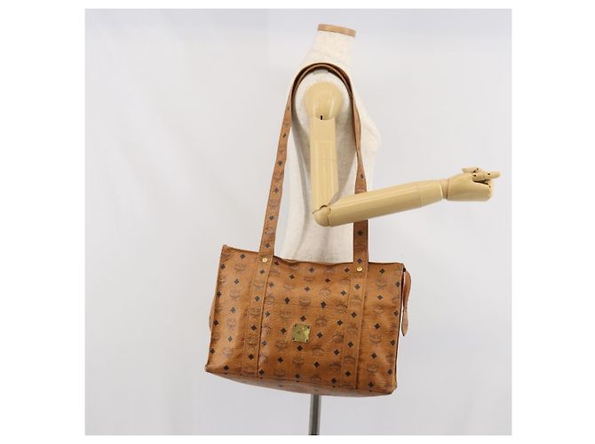 Borsa Tote MCM Logogram Vicetos PVC Marrone Oro Auth 170245 D'oro - vista 22