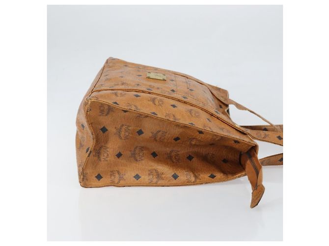 Borsa Tote MCM Logogram Vicetos PVC Marrone Oro Auth 170245 D'oro - vista 3