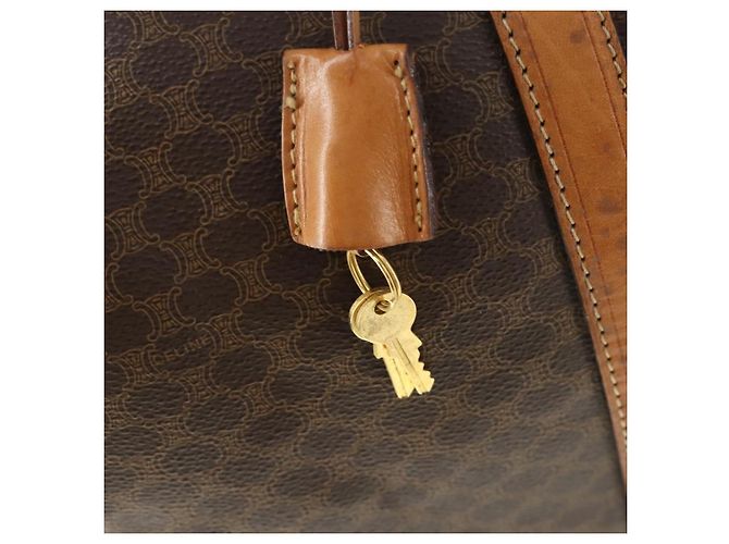Céline Borsa Boston in tela Macadam CELINE in pelle PVC marrone oro Auth mr1958 D'oro - vista 10