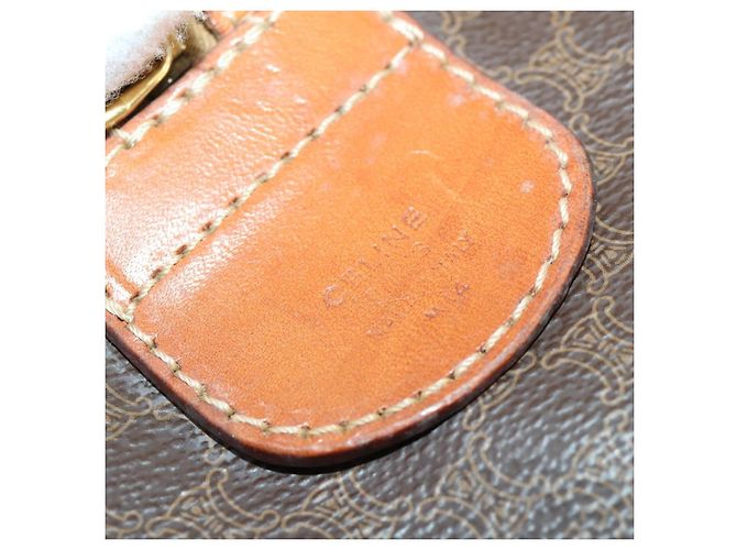 Céline Borsa Boston in tela Macadam CELINE in pelle PVC marrone oro Auth mr1958 D'oro - vista 12