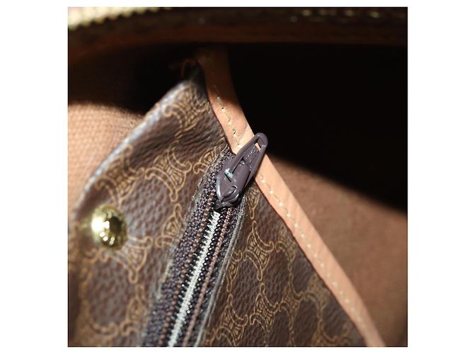 Céline Borsa Boston in tela Macadam CELINE in pelle PVC marrone oro Auth mr1958 D'oro - vista 22