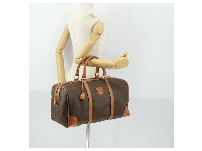 Céline Borsa Boston in tela Macadam CELINE in pelle PVC marrone oro Auth mr1958 D'oro - vista 24