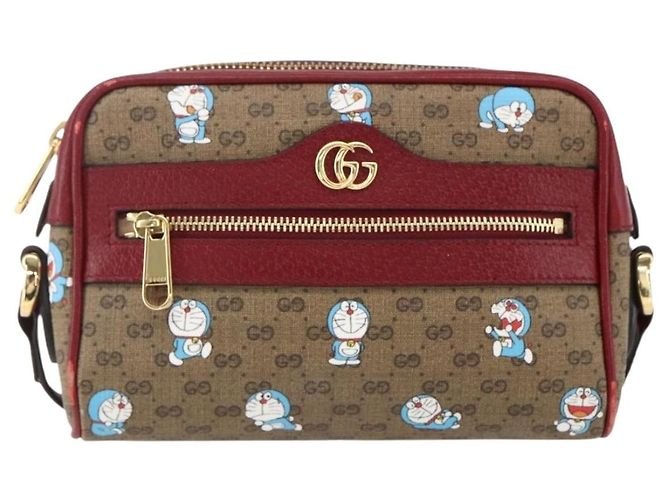 GUCCI GUCCI �~ Borsa Micro GG Supreme Doraemon PVC Beige 647784 Auth 149860SM D'oro - vista 13
