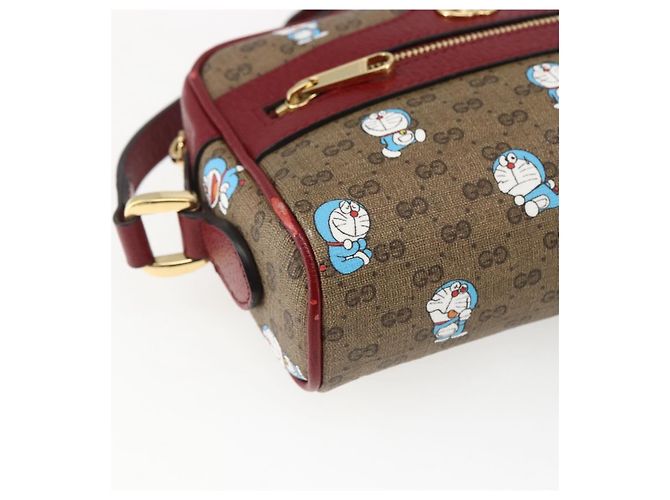 GUCCI GUCCI �~ Borsa Micro GG Supreme Doraemon PVC Beige 647784 Auth 149860SM D'oro - vista 14