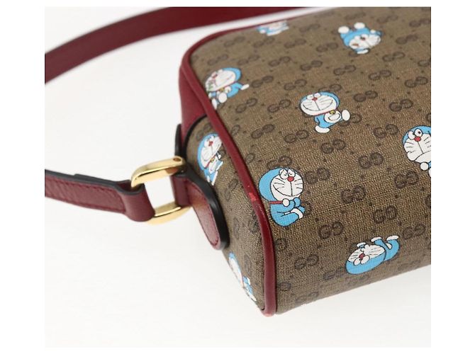 GUCCI GUCCI �~ Borsa Micro GG Supreme Doraemon PVC Beige 647784 Auth 149860SM D'oro - vista 16