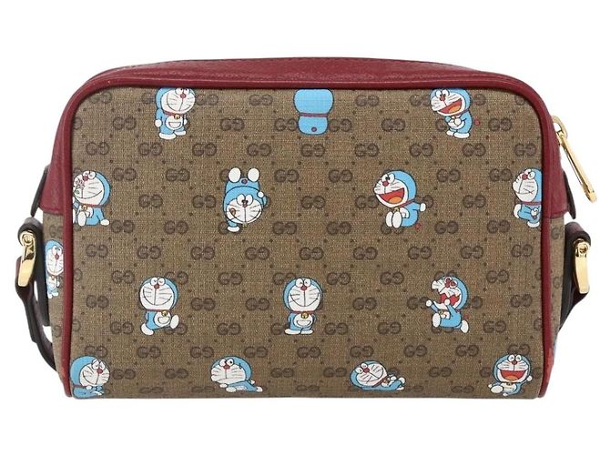 GUCCI GUCCI �~ Borsa Micro GG Supreme Doraemon PVC Beige 647784 Auth 149860SM D'oro - vista 2