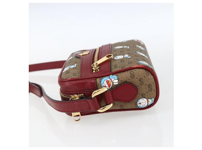 GUCCI GUCCI �~ Borsa Micro GG Supreme Doraemon PVC Beige 647784 Auth 149860SM D'oro - vista 3