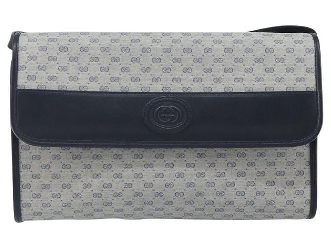 Gucci Borsa a Spalla Micro GG Supreme PVC Navy Gold 004 58 0264 Auth 166623 D'oro Blu navy - vista 13